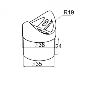 Ложемент-Седло 90 град на стойку 38 мм для поручня 38,1 мм (AISI304) арт044-2