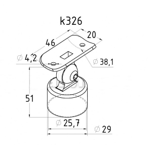Держатель поручня 38,1мм на стойку 25,4мм наружный, с регулируемым ложементом (AISI304), арт. 326
