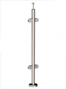 Круглая стойка для стеклянного ограждения, 4 стеклодержателя, арт. 724